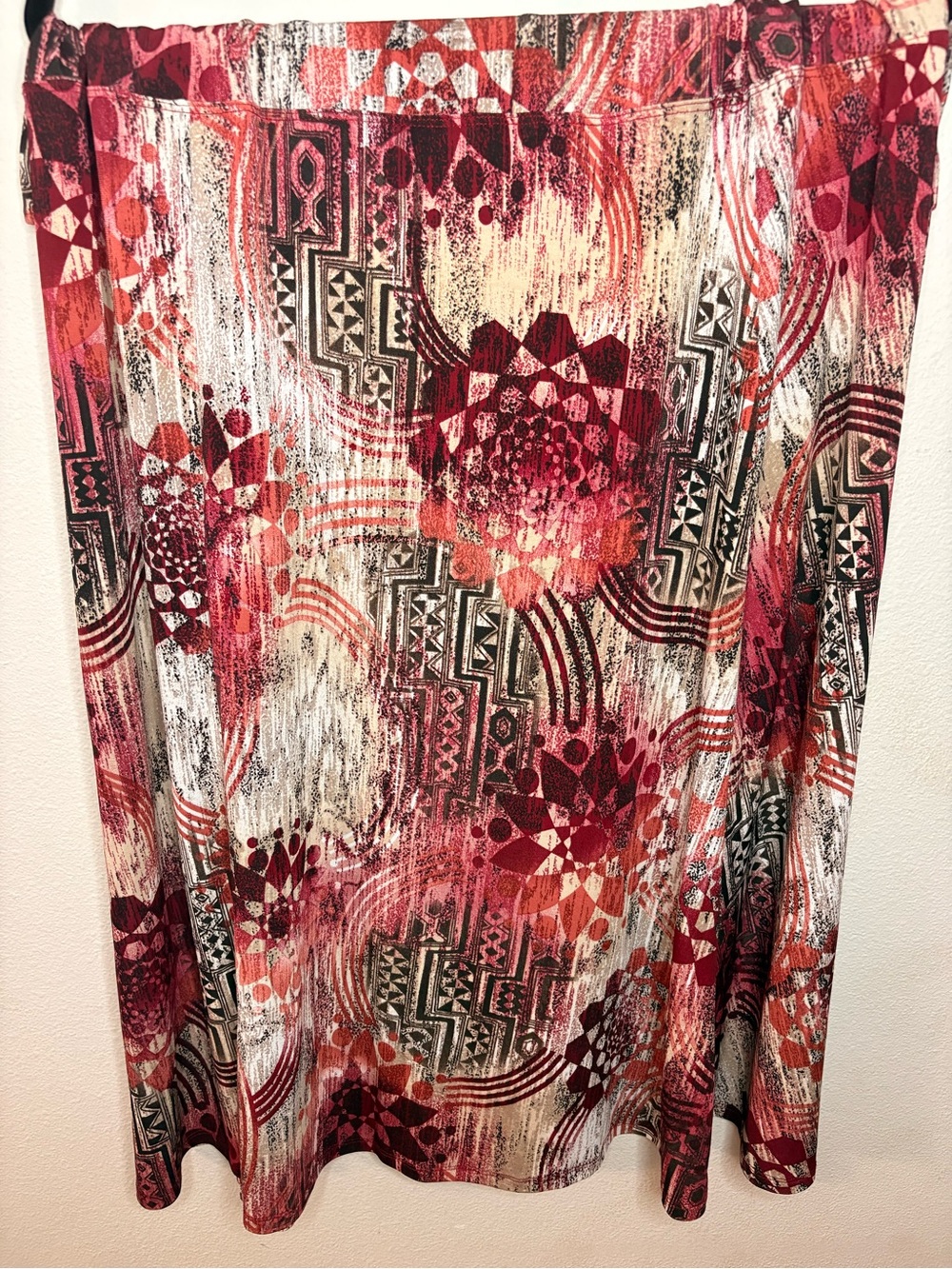 Women's Floral Geometric Maxi Skirt - Red Multi-129